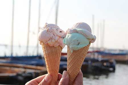 Jose Mier holds a firecracker ice cream cone