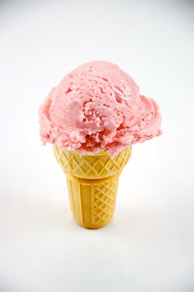 strawberry ice cream cone