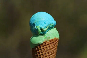 Blue moon ice cream on Jose Mier's cone