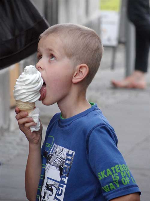 Young boy with ice cream Frozen Jose Mier Sun Valley, CA