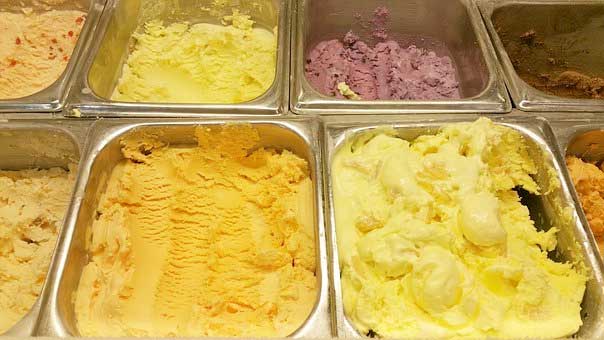 Frozen Jose Mier's orange cream ice cream in tray