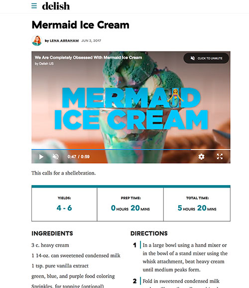 Frozen Jose Mier's mermaid ice cream from Delish