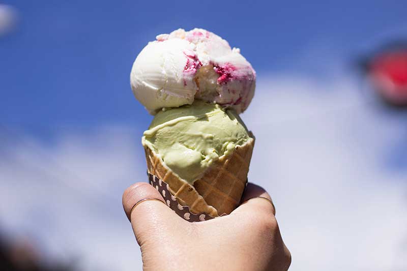 Jose Mier holds ice cream cone in Sun Valley, CA