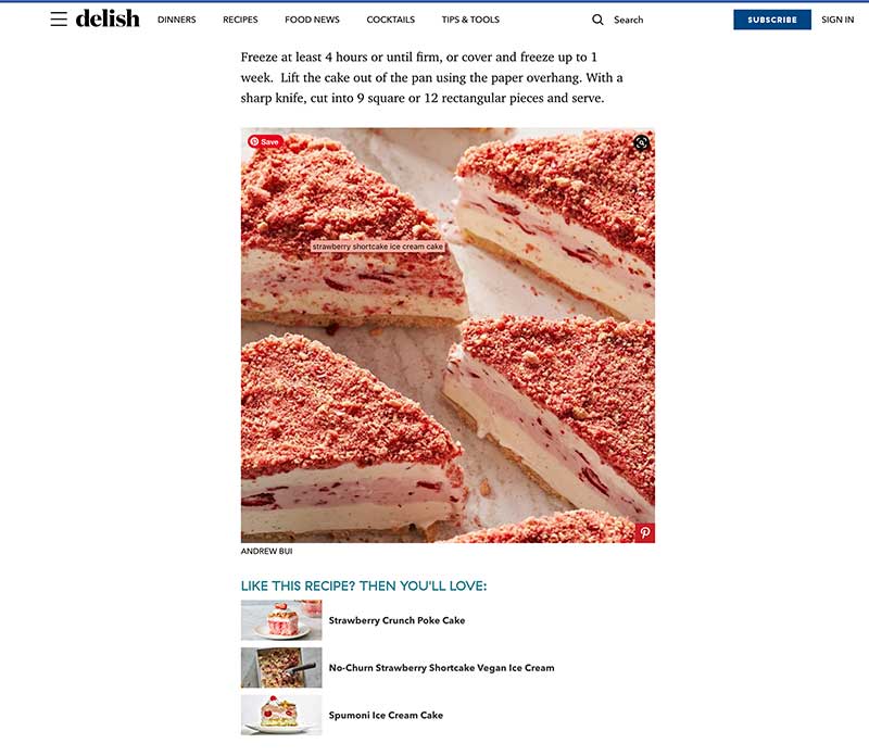 Screenshot Delish.com recipe Sun Valley Jose Mier