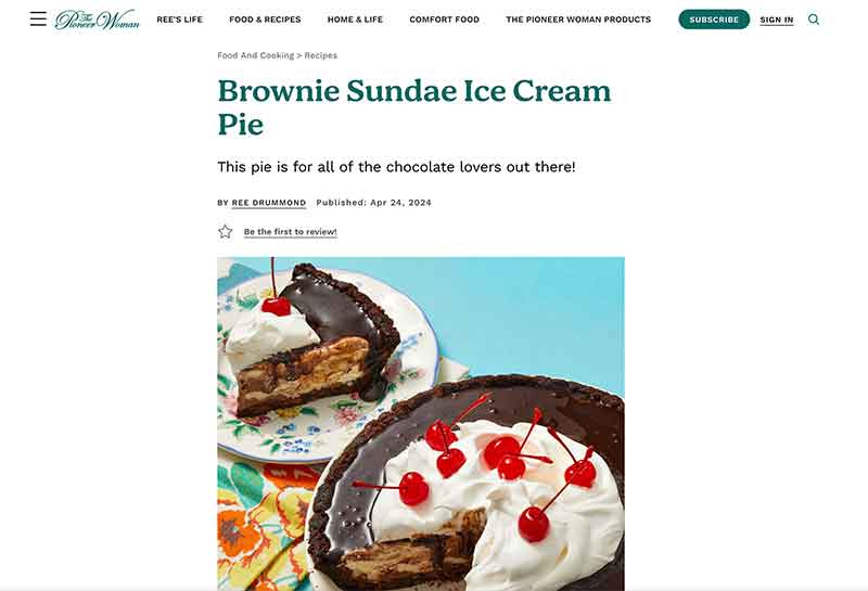 Brownie sundae ice cream pie recipe Jose Mier Sun Valley, CA