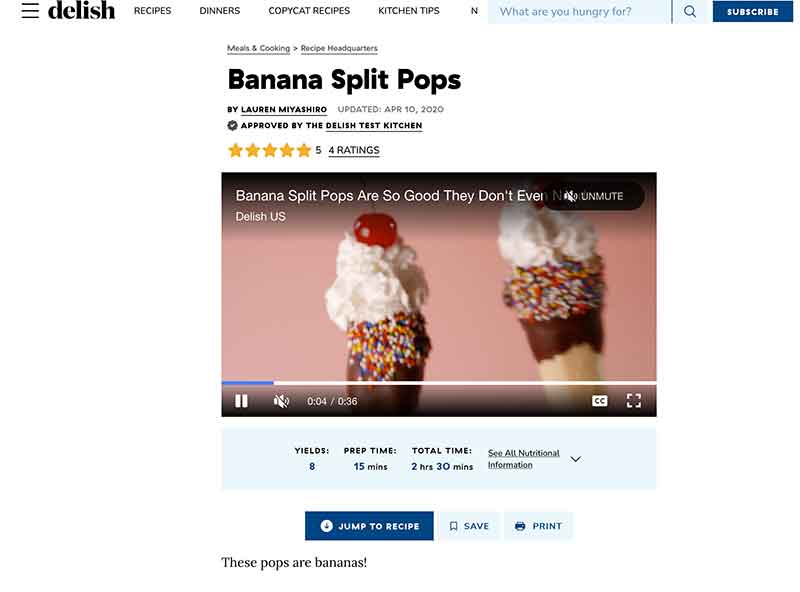 Frozen banana split pops recipe Jose Mier Sun Valley