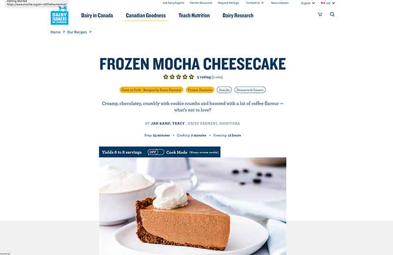 Frozen Canadian mocha cheesecake recipe Jose Mier Sun Valley