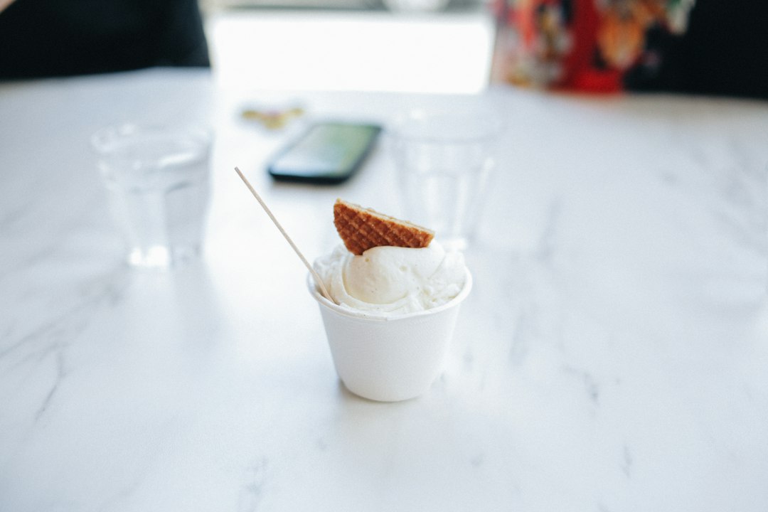 Affogato with espresso poured over ice cream at a café, Sun Valley Jose Mier